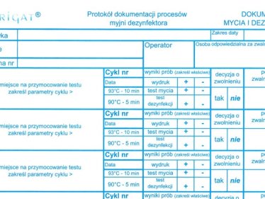 Protokół dokumentacji myjni dezynfektora Dezypro